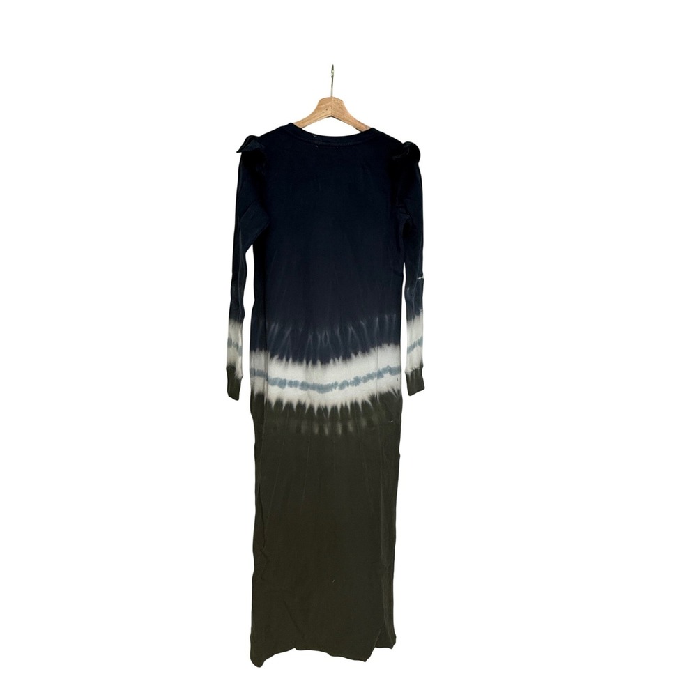 Z Supply Black Iris Tie Dye Ruffle Maxi Dress Long Sleeve Navy Olive NWT S - Picture 3 of 9